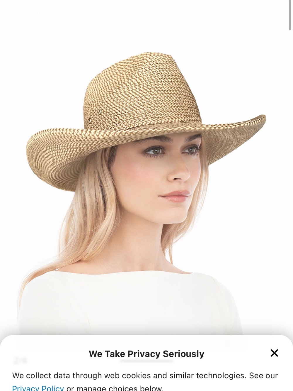 Eric Javits Womens Bonanza Straw Western Hat - Original Peanut - Picture 2 of 3